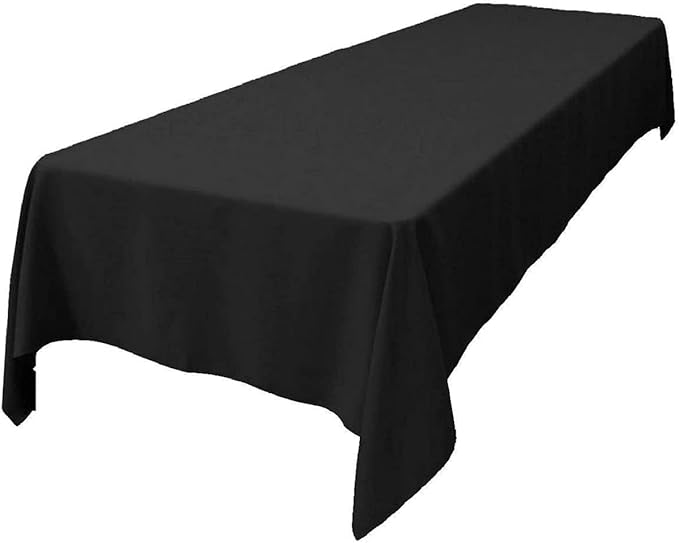 LA Linen Polyester Poplin Washable Rectangular Tablecloth, Stain and Wrinkle Resistant Table Cover 60x108, Fabric Table Cloth for Dinning, Kitchen, Party, Holiday 60 by 108-Inch, Black