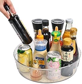 4 Pack Lazy Susan Organizer with Non-Skid Liners, 12-inch Spinning Turntable with Handle, Spice and Refrigerator Organizers, Pantry Organizers and Storage, Round