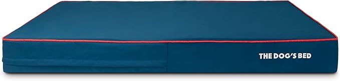 The Dog’s Bed Orthopedic Cooling Memory Foam Dog Bed, XXL Blue & Red Trim, Pain Relief for Arthritis, Hip & Elbow Dysplasia, Post Surgery, Lameness, Supportive, Calming, Waterproof Washable Cover