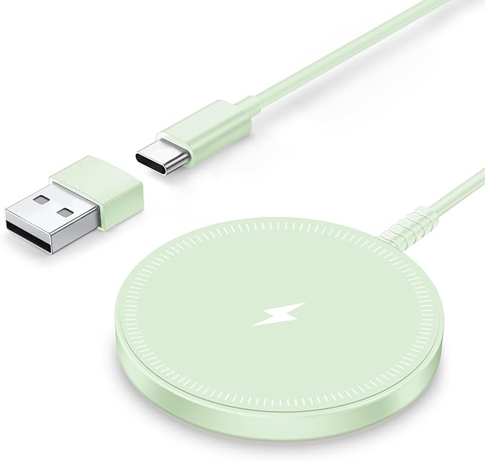 Magnetic Wireless Charger Fast Charge Strong Magnet Charging Pad for iPhone 17/16/15/14/13/12 - Series&AirPods Pro 4-2, Daul Ports, Case-Friendly, Ultra-Slim & Portable for Travel Nightstand Desk