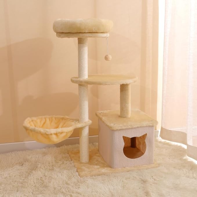 PowerKing Natural Sisal Replacement Scratching Post, 4 Pieces M8 Cat Scratch Post Refill Pole Parts for Refurbishment, White, Include Screws, White, 15.74''+11.88''+7.87''+3.93''