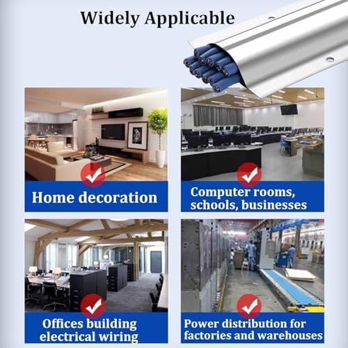 20 Pack Metal Cable Cover - Stainless Steel Cord Raceway, 1M Long, Floor & Wall-Mounted Cable Management System for Home & Office Organization
