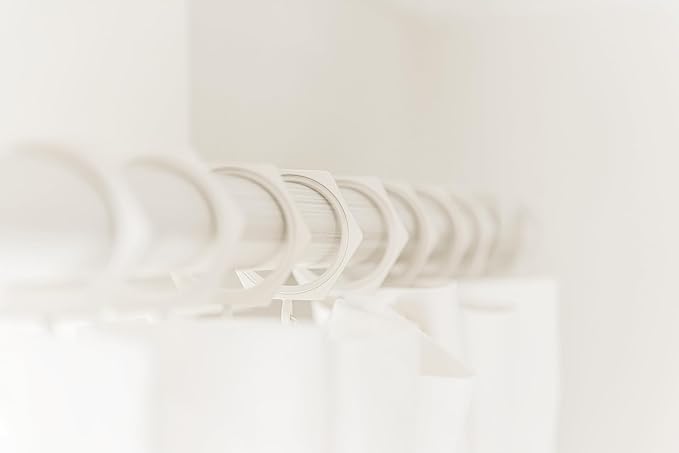 BlastHome® Luxury Curtain Rings - Premium Metal with Quiet, Smooth Nylon Inserts - Pinhooks and Clips Included - 1 1/2" Inside Diameter - 18 Rings for Two Standard Curtains - Brushed White