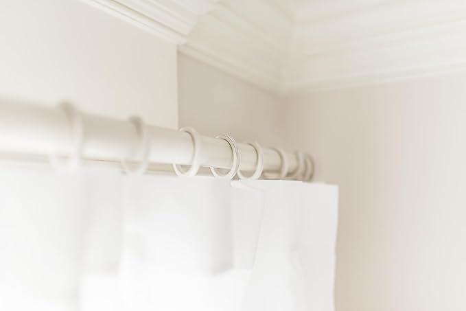 BlastHome® Luxury Curtain Rings – Premium Metal with Quiet, Smooth Nylon Inserts – Pinhooks and Clips Included – 1 1/2" Inside Diameter – 18 Rings for Two Standard Curtains – Brushed White
