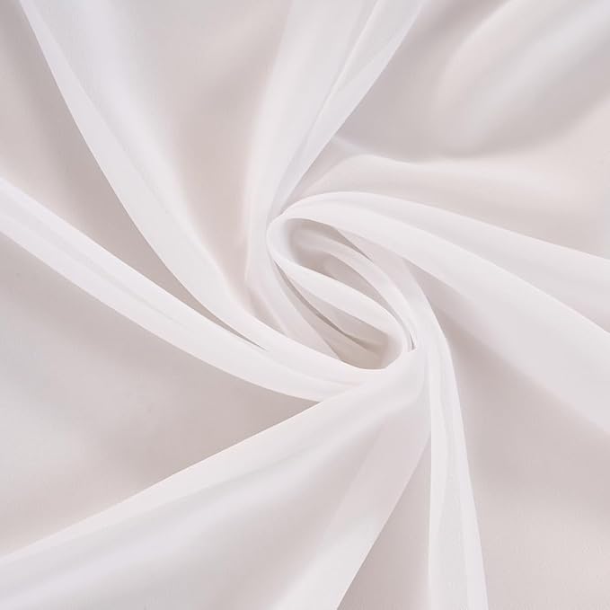 102 Inches Long Pure White Curtains for Bedroom Living Room Pinch Pleated Chiffon Sheer Curtains Light Filterring Semi-Sheer Curtain Pinch Pleat Drapes, 2 Panels,W52 x L102