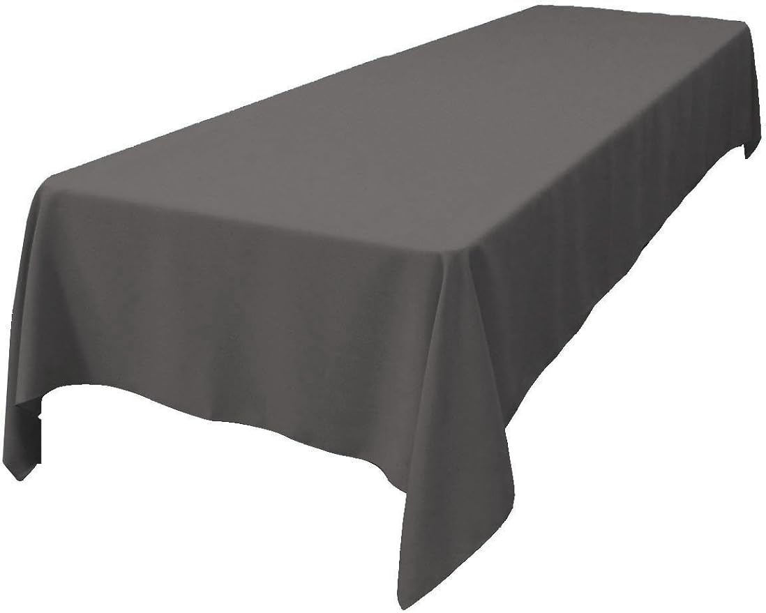 LA Linen Polyester Poplin Washable Rectangular Tablecloth, Stain and Wrinkle Resistant Table Cover 60x108, Fabric Table Cloth for Dinning, Kitchen, Party, Holiday 60 by 108-Inch, Charcoal