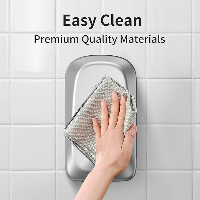 JETWELL Automatic Touch-Less Wall Mount Hand Soap Dispenser Liquid Drop Battery Operated, Brushed Stainless Steel Cover Large Capacity 34OZ/1000ML for Kitchen Home Commercial Bathroom