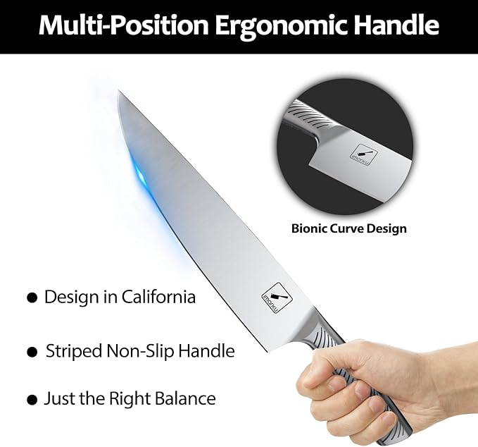 imarku Kitchen Knife Set, 15 Piece Premium Knife Block Set, Dishwasher Safe Knives Set for Kitchen, Razor Sharp Japanese Knife Set with Built-in Sharpener, Ergonomic Handle, Brown