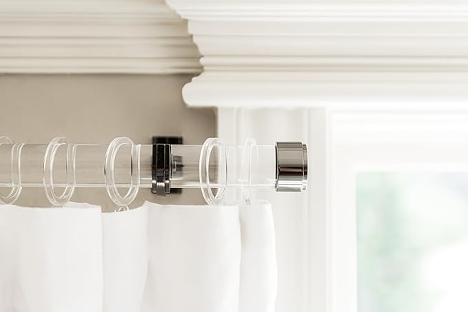 BlastHome® Luxury Curtain Rings - Premium Metal with Quiet, Smooth Nylon Inserts - Pinhooks and Clips Included - 1 1/2" Inside Diameter - 9 Rings for One Standard Curtain - Clear Acrylic