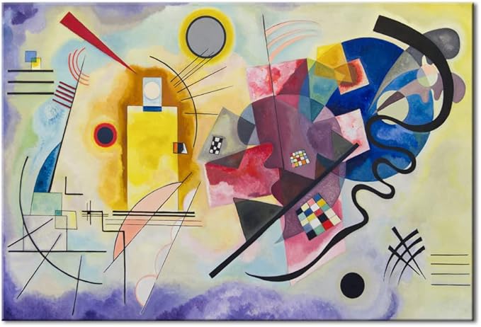 Wieco Art Canvas Prints Yellow-Red-Blue, 1925 by Wassily Kandinsky Classic Art Reproductions Canvas Wall Art for Home Decoration
