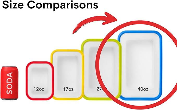 ECOBERI Collapsible Silicone Food Storage Containers, BPA Free, Microwave, Freezer and Dishwasher Safe, Lunch, Meal Prep, Travel, Space-Saving