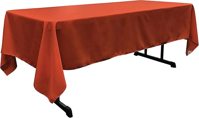 LA Linen Polyester Poplin Washable Rectangular Tablecloth, Stain and Wrinkle Resistant Table Cover 60x102, Table Cloth for Dinning, Kitchen, Party, Holiday 60 by 102-Inch, Rust (TCpop60x102_RustP35)
