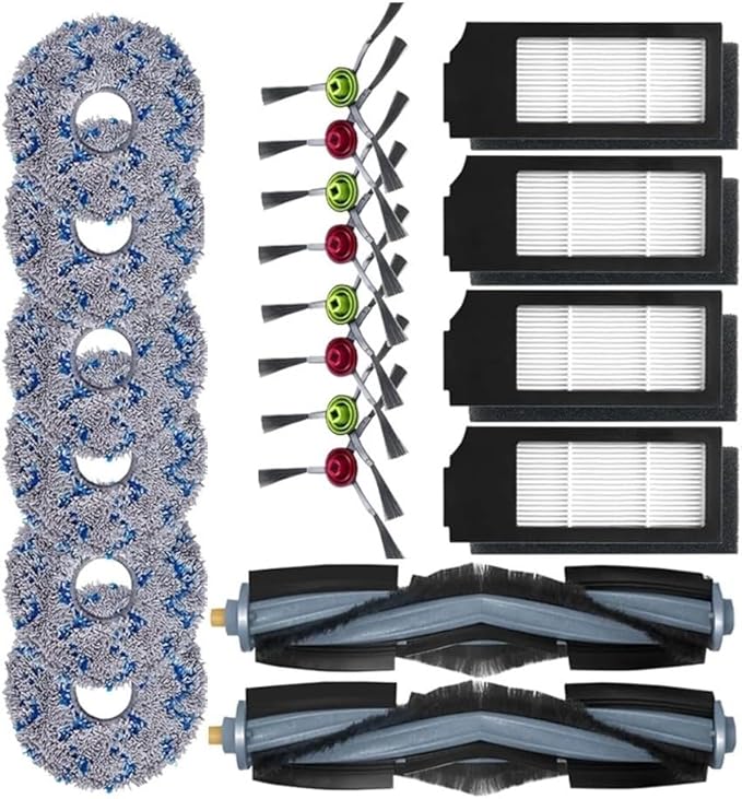 16PCS Vacuum Accessories For Ecovacs For Deebot X1 For Omni/For T10 For Omni / X1 For Turbo, Main Side Brush, Vacuum Cleaner Filters, Mop Pads, Floor Cleaning Accessories