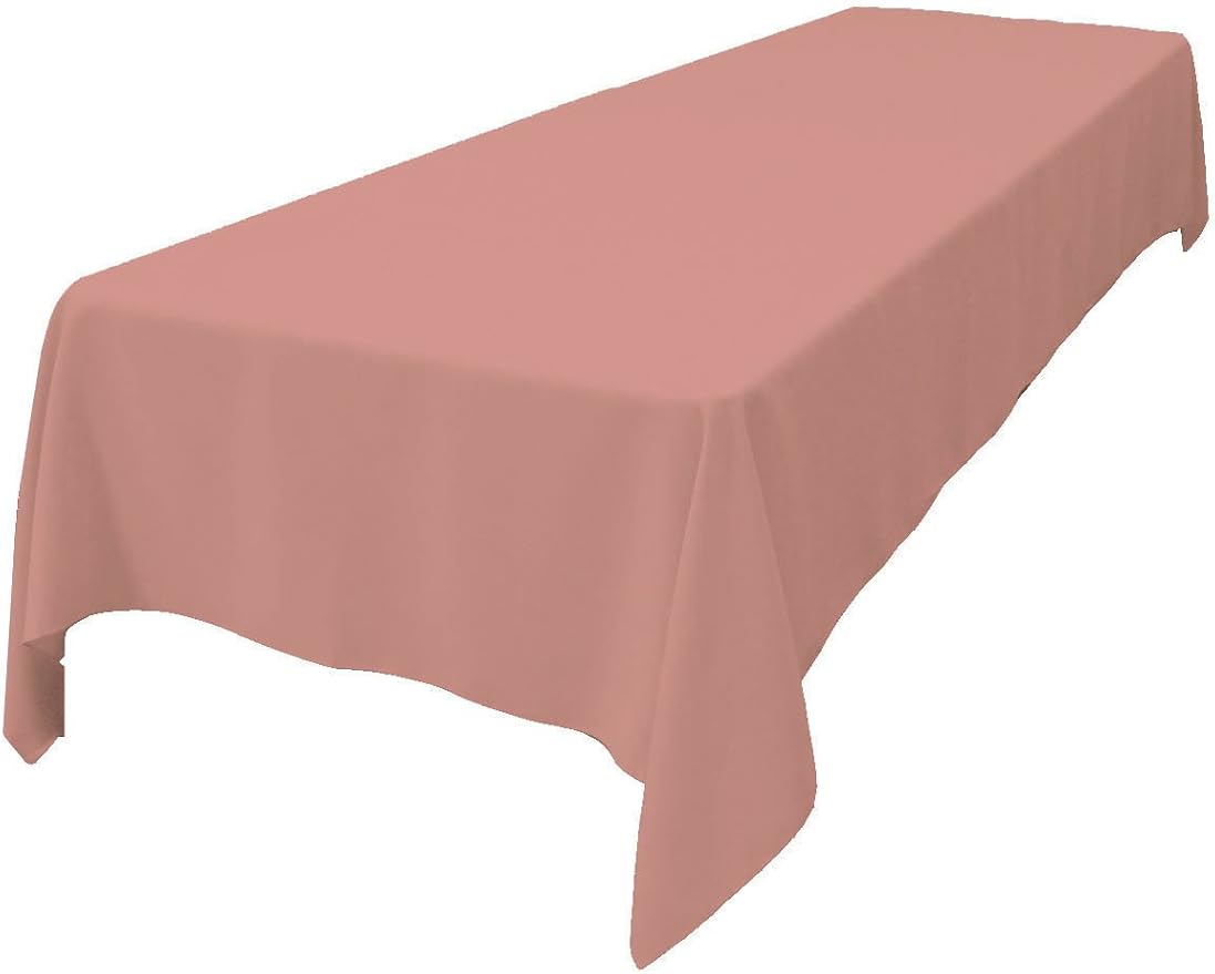 LA Linen Polyester Poplin Washable Rectangular Tablecloth, Stain and Wrinkle Resistant Table Cover 60x108, Fabric Table Cloth for Dinning, Kitchen, Party, Holiday 60 by 108-Inch, Dusty Rose