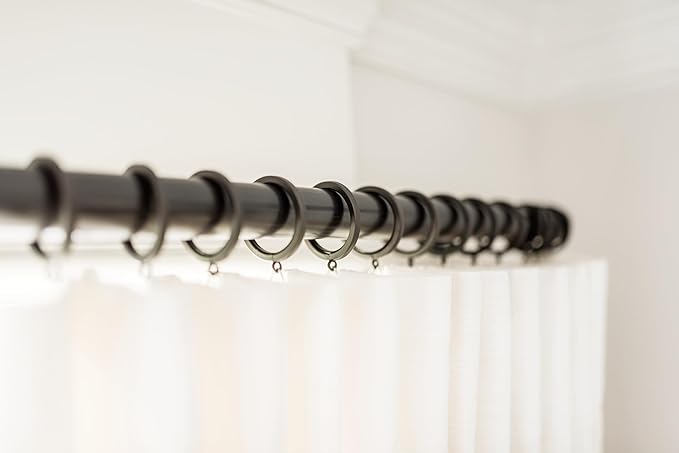 BlastHome® Luxury Curtain Rings – Premium Metal with Quiet, Smooth Nylon Inserts – Pinhooks and Clips Included – 1 1/2" Inside Diameter – 18 Rings for Two Standard Curtains – Brushed Dark Brown