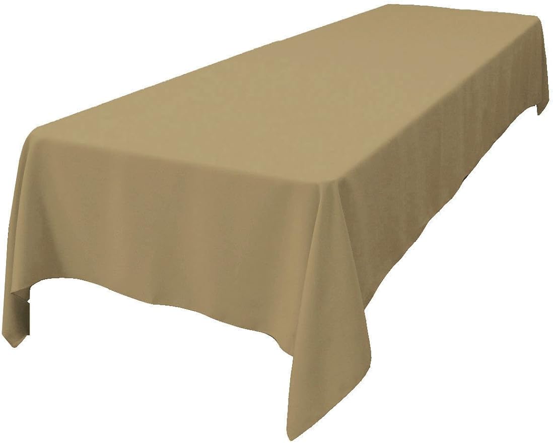 LA Linen Polyester Poplin Washable Rectangular Tablecloth, Stain and Wrinkle Resistant Table Cover 60x108, Fabric Table Cloth for Dinning, Kitchen, Party, Holiday 60 by 108-Inch, Taupe