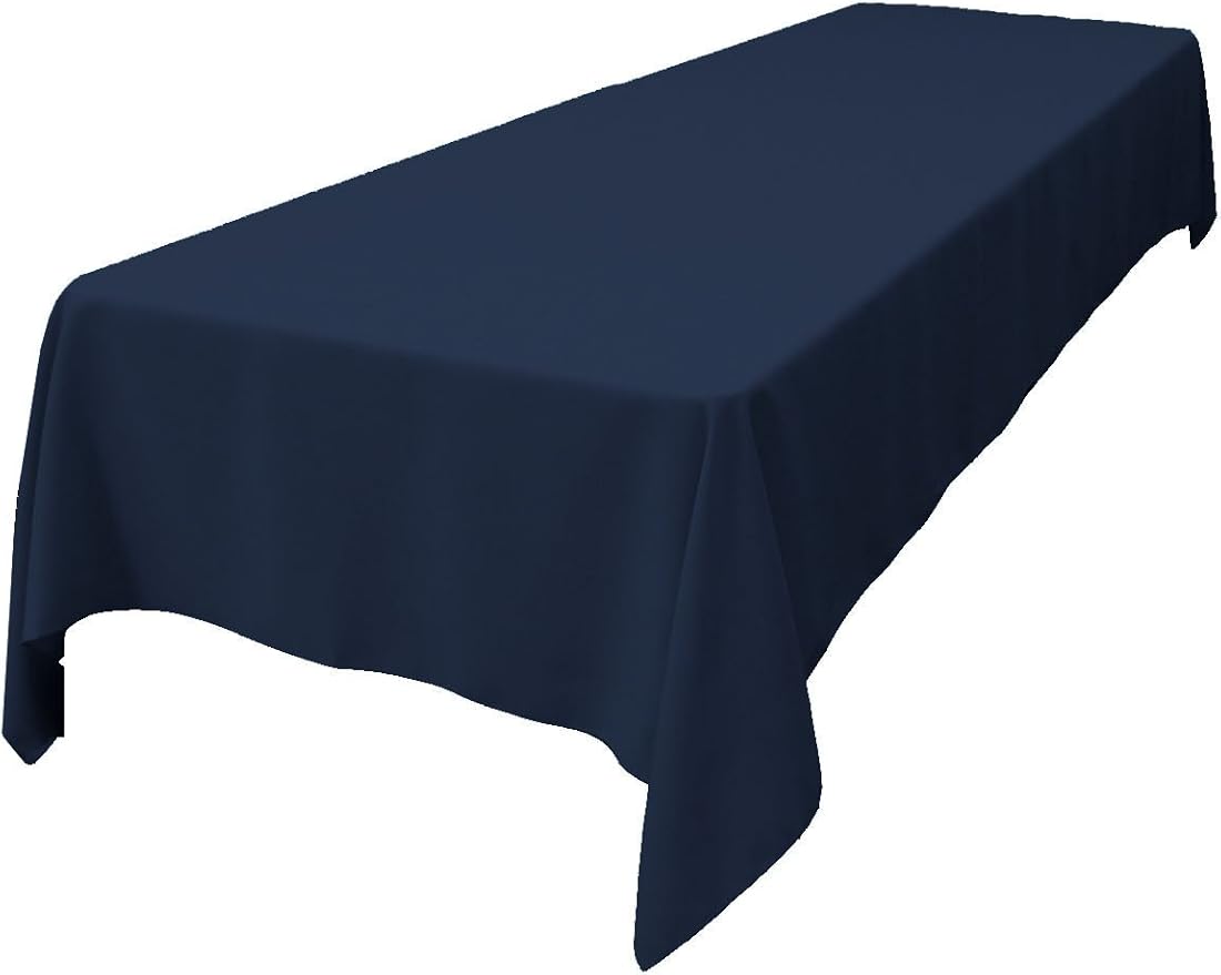 LA Linen Polyester Poplin Washable Rectangular Tablecloth, Stain and Wrinkle Resistant Table Cover 60x108, Fabric Table Cloth for Dinning, Kitchen, Party Navy Blue