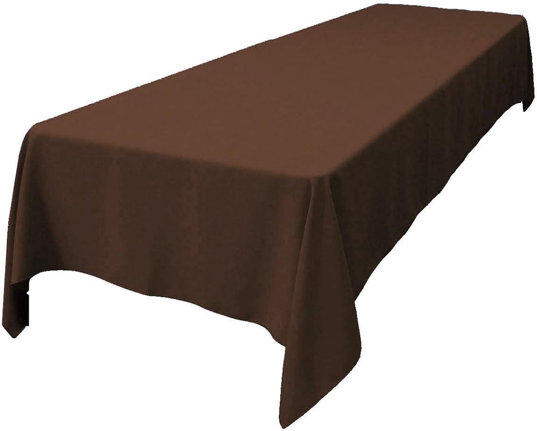 LA Linen Polyester Poplin Washable Rectangular Tablecloth, Stain and Wrinkle Resistant Table Cover 60x108, Fabric Table Cloth for Dinning, Kitchen, Party, Holiday 60 by 108-Inch, Brown