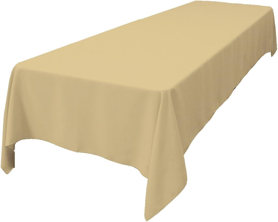 LA Linen Polyester Poplin Washable Rectangular Tablecloth, Stain and Wrinkle Resistant Table Cover 60x108, Fabric Table Cloth for Dinning, Kitchen, Party, Holiday 60 by 108-Inch, Khaki