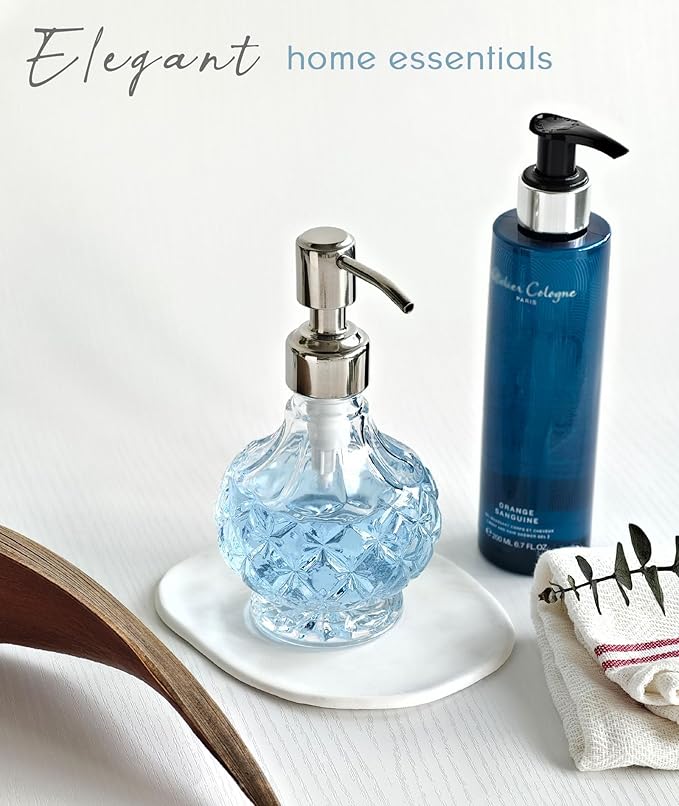 JASAI Clear Glass Small Soap Dispenser, Bathroom Soap Dispenser with Strudy Pump for Small Kitchen and Bathroom, Kitchen Soap for Lotions, Dish Soap, Hand Soap, Body Oil.