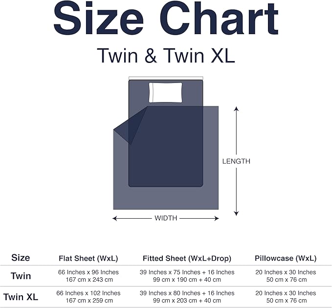 CASUAL LIVING Twin XL Sheets Set 3 Piece Cooling Sheets with 1 Pillowcase Soft Microfiber Hypoallergenic Washable Bed Set Deep Pocket Lightweight Bedding for College Dorm Essentials, Twin XL, White