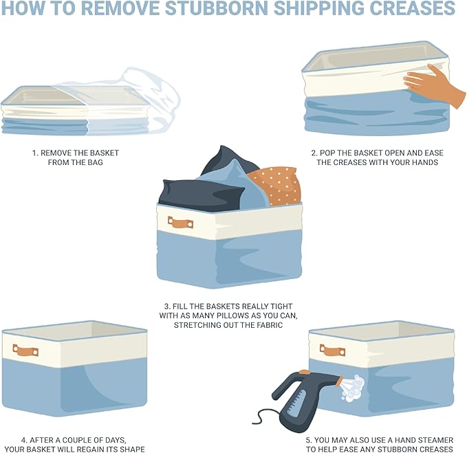 OrganiHaus Large Fabric Storage Baskets for Shelves 3 Pack, 15x11in Closet Storage Bins for Shelves, Canvas Baskets for Organizing, Linen Closet Organizers, Cloth Basket, Gray/Off-White