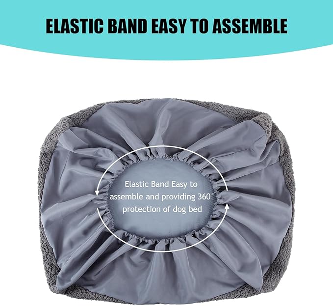 Dog Bed Cover Replacement Washable,Crate Pad Cover with Zipper,Oxford Dog Bed Sheets,Pet Bed Cover Hair Easy to Remove (Gray #2, 32 * 44 * 6inch)