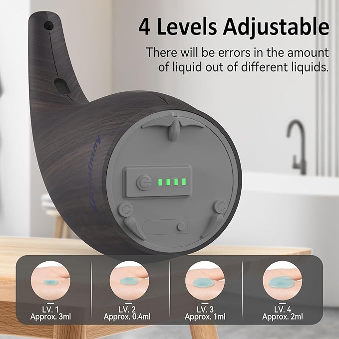 Adjustable Automatic Soap Dispenser Touchless, 4 Adjustable Levels Touchless Sensor Liquid Soap Pump Dispenser,300ml Rechargeable Magnetic Charging Hand Soap Dispenser for Kitchen,Bathroom