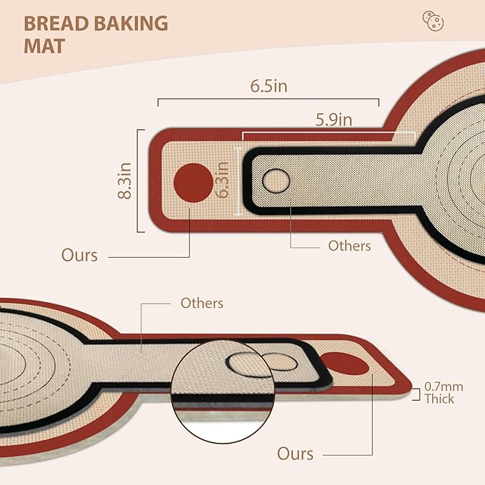 Silicone Bread Sling for Dutch Oven, 2 PCS Red Non-Stick & Reusable Bread Baking Mat with Extra Long Handles, Easy and Safe Sourdough Transfer, Dishwasher Safe Baker's Tools, Round and oval