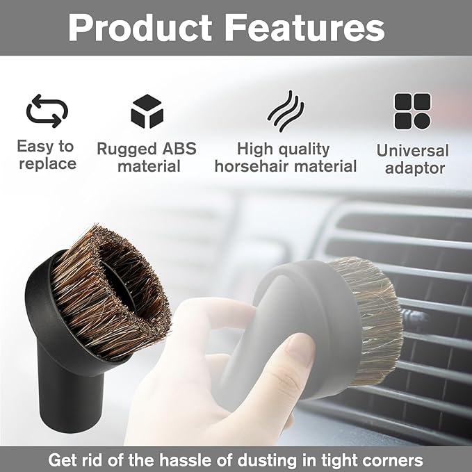 2PACK - Round Dust Brush For Shark Vacuum Attachments - Vacuum Brush Attachment - 25mm Soft Horse Hair 1.25" Vacuum Attachment & Brushes Replacement for Most Vacuum Cleaners Accessories