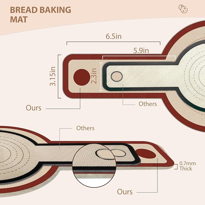 Silicone Bread Sling for Dutch Oven, 2 PCS Red Non-Stick & Reusable Bread Baking Mat with Extra Long Handles, Easy and Safe Sourdough Transfer, Dishwasher Safe Baker's Tools, Round and oval