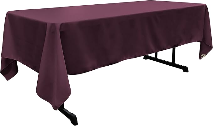 LA Linen Polyester Poplin Washable Rectangular Tablecloth, Stain and Wrinkle Resistant Table Cover 60x120, Fabric Table Cloth for Dinning, Kitchen, Party, Holiday 60 by 120-Inch, Eggplant