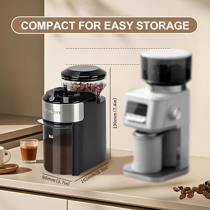 Burr Coffee Grinder - Electric Coffee Bean Grinder with 28 Adjustable Grind Settings For 2-12 Cups - Adjustable Coffee Grinders for Home Use - Easy to Use - Stainless Steel