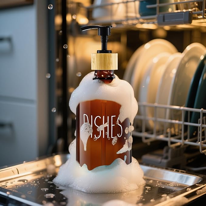 2 Pack Soap Dispenser,17 Oz Refillable Glass Soap Dispenser for Dispense Hand Soap, Dish Soap, Lotion