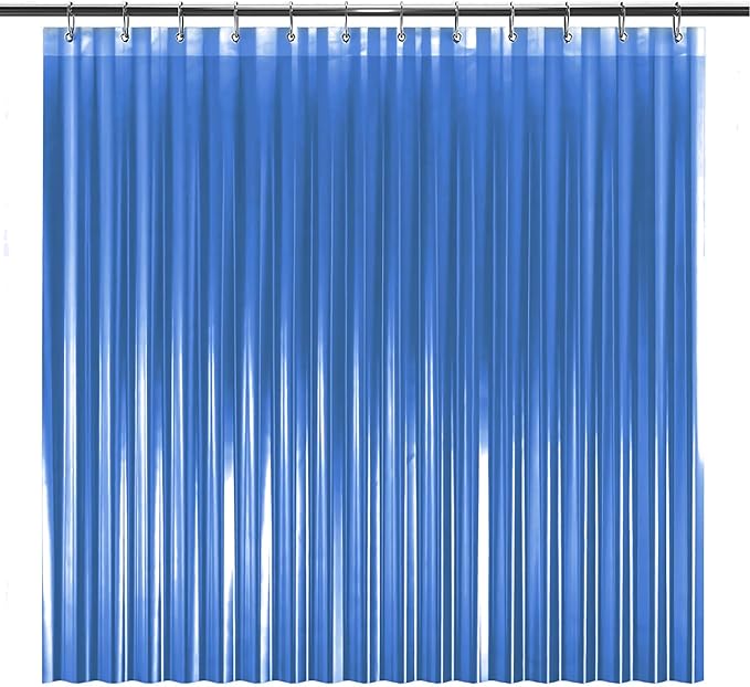LiBa Bathroom Shower Curtain Premium PEVA Non-Toxic, Blue Clear Waterproof Plastic Shower Curtain Liner with Rust Proof Grommets 8G Bathroom Accessories 72x72