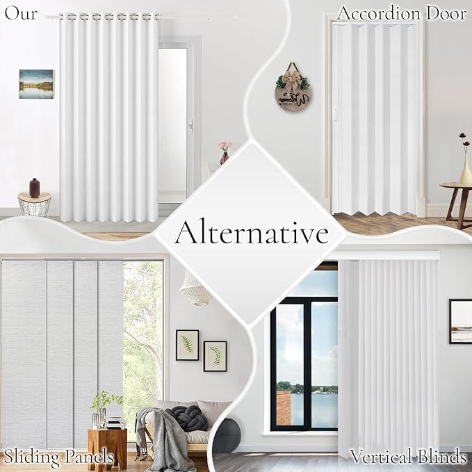 100% Blackout Memory Trained Pleated Curtains with Magnetic Closure, White 100% Blackout Curtain for Bedroom 84 inches Long, 1 Panel, W45 x L84, Greyish White