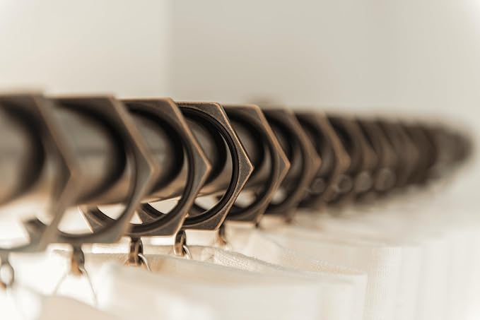 BlastHome® Luxury Curtain Rings - Premium Metal with Quiet, Smooth Nylon Inserts - Pinhooks and Clips Included - 1 1/2" Inside Diameter - 9 Rings for One Standard Curtain - Oil Rubbed Bronze