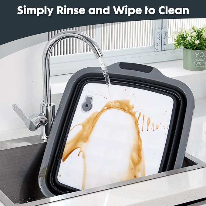 TANOSHII 3-Piece Collapsible BBQ Prep Tubs with Lids and Built-in Cutting Board – For Meal Prep Marinating Food Storage&Washing – Picnic Camping – Set of 3 – (1) Medium + (1) L + (1) XL – Black