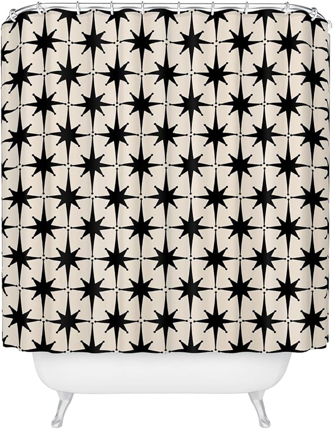 Society6 Shower Curtain - Bathroom Decor by Kierkegaard Design Studio - Fabric Shower Curtains for Bathroom, 71" x 74", Starburst Pattern