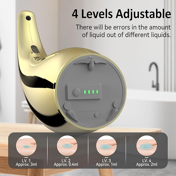 Adjustable Automatic Soap Dispenser Touchless, 4 Adjustable Levels Touchless Sensor Liquid Soap Pump Dispenser,300ml Rechargeable Magnetic Charging Hand Soap Dispenser for Kitchen,Bathroom
