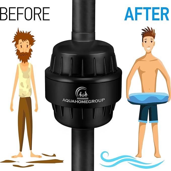 AquaHomeGroup 20 Stage Shower Filter with Vitamin C E for Hard Water - High Output Shower Water Filter to Remove Chlorine and Fluoride - 2 Cartridges Included -Consistent Water Flow Showerhead Filter