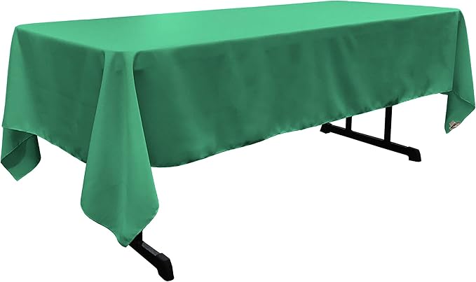 LA Linen Polyester Poplin Washable Rectangular Tablecloth, Stain and Wrinkle Resistant Table Cover 60x108, Fabric Table Cloth for Dinning, Kitchen, Party, Holiday 60 by 108-Inch, Jade