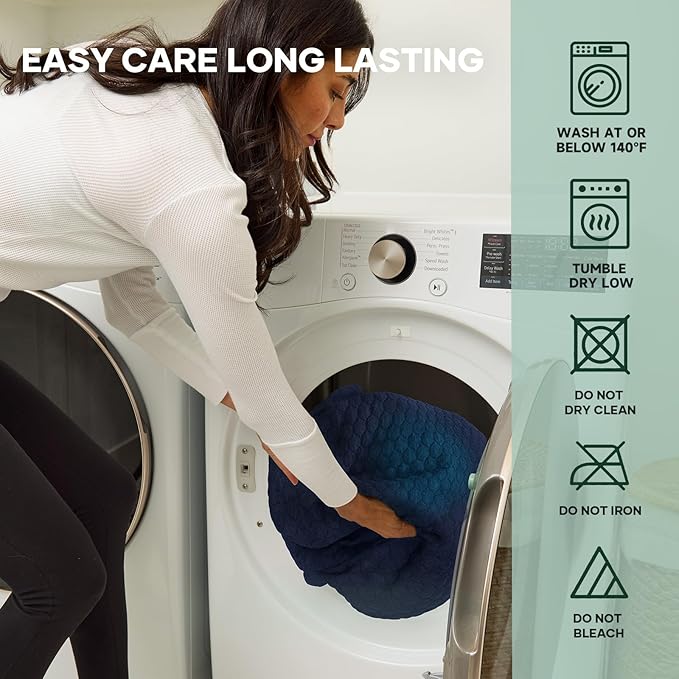 OhGeni 100% Waterproof Mattress Protector, Full Size Mattress Pad, Fits 6"-20" Mattresses with Deep Pocket, Cooling, Breathable Fitted Sheets, Soft Bed Cover, Noiseless, Machine Washable(Navy Blue)