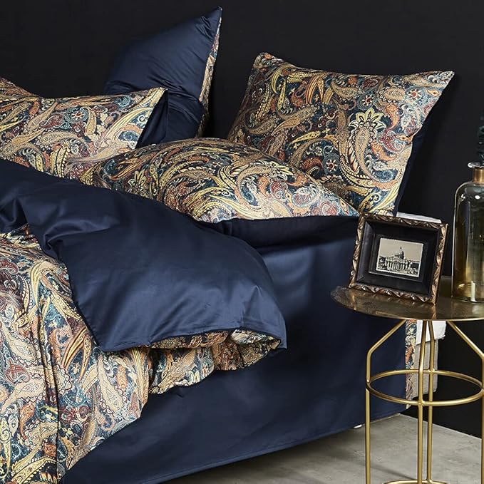 Cupocupa Duvet Cover Queen Size Set Boho Floral Pattern Duvet Cover Queen for Queen Size Bed Vintage Soft Bedding Leaf Print Paisley Duvet with Pillowcases