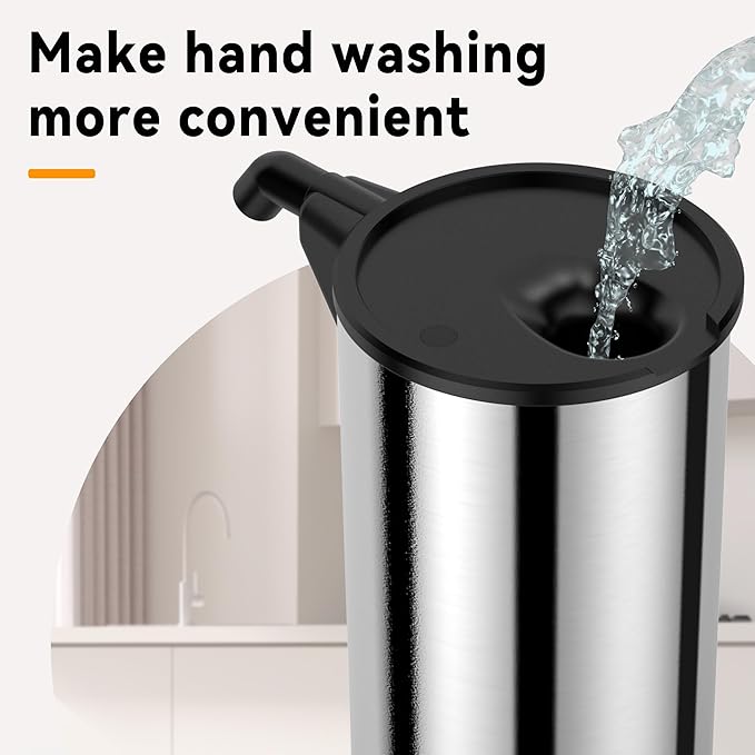 Automatic Soap Dispenser,Stainless Steel Material, Rechargeable Touchless Hand Sanitizer Pump,4 Adjustable Levels Smart Electric Dispenser