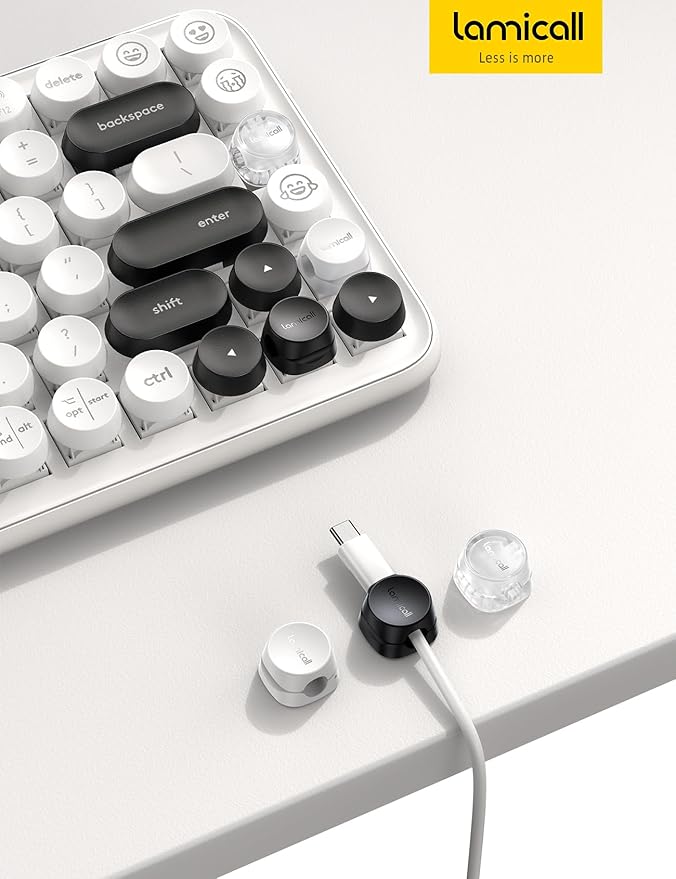 Lamicall 12Pack Spring Cord Organizer, Office Desk Accessories, Desk Cable Management Clips, Phone Charger Cord Holder for Nightstand, Home Organization Workspace Accessories, Dorm Room Essentials