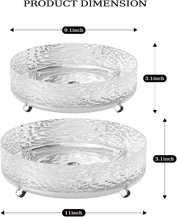 2 Pcs Lazy Susan Organizer, 9in &11in Elegant Lazy Susan Turntable Organizer, Modern Rotating Storage Organizer for Kitchen, Bathroom, Vanity, Countertop