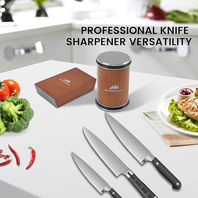Kitchen Knife Sharpener tool with 15° & 20° Magnetic Angles, Professional Rolling knife Sharpener kit for Chefs, Ceramic & Stainless Steel Blades, Easy to Use,Gift for Home Cooks