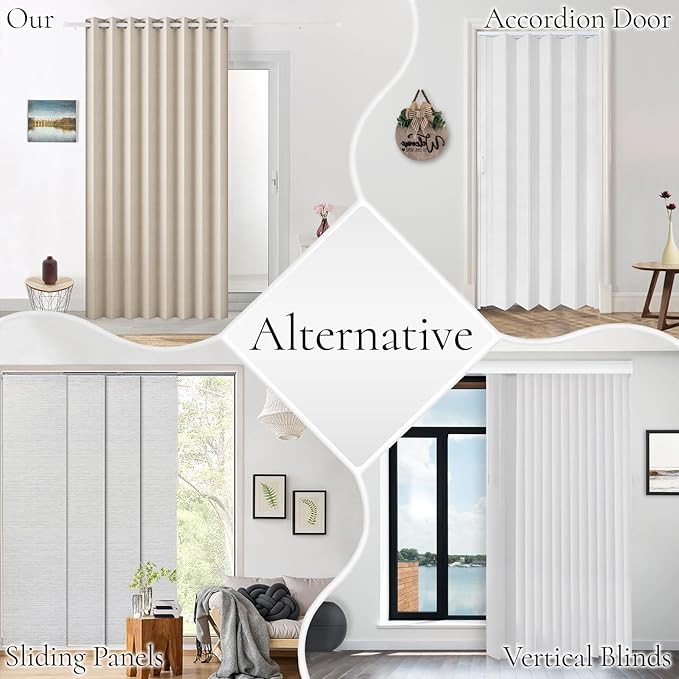 100% Blackout Pleated Curtain with Magnetic Closure, Linen Blackout Curtains 96 Inches Long for Living Room/Bedroom, 1 Panel, W45 x L96, Sand