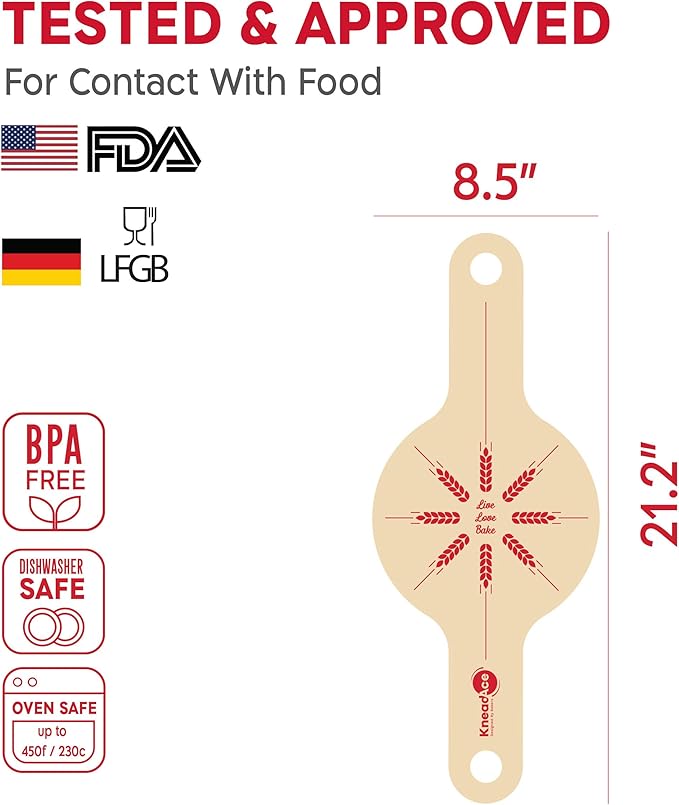 KneadAce Silicone Bread Sling Set Of 2 x Round with Long Handles, Nonstick&Reusable Easy-Lift Baking Mat Easy Clean Dutch Oven Liners, Sourdough Baking Supplies, Ideal As Gift For Bakers